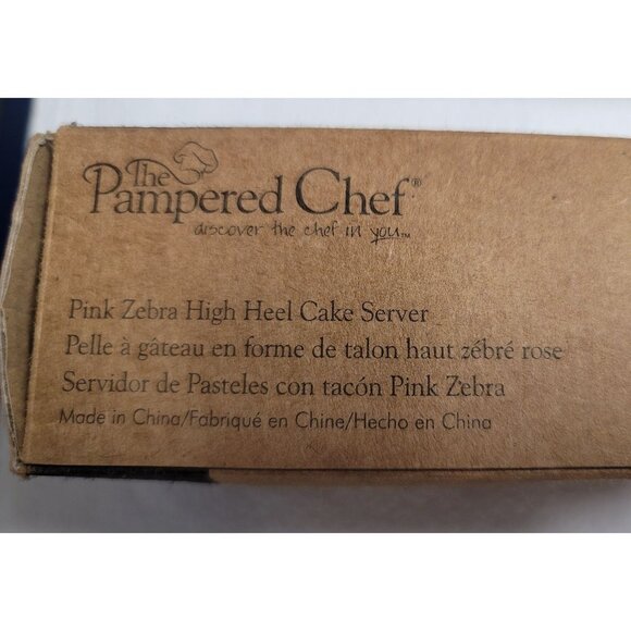 Pampered Chef Pink Zebra High Heel Cake Server #1171 with Magnetic Heel - NEW - Picture 2 of 7